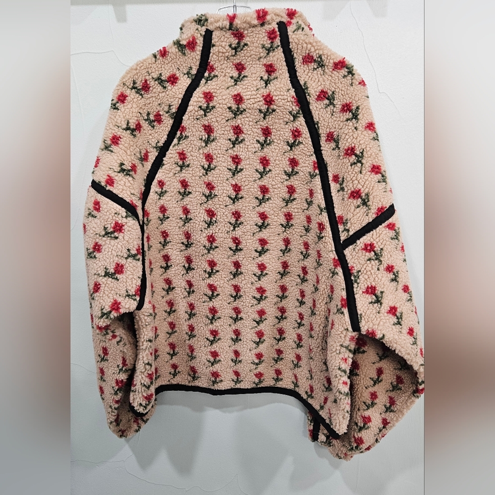 Promesa Floral Print Fleece Half Zip Pullover Jacket - Picture 9 of 10